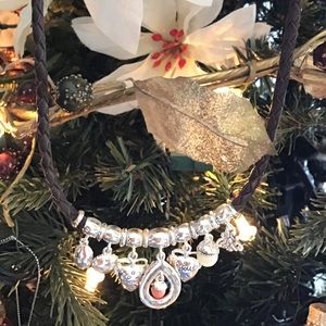 Montana Silversmiths Leather Silver Charm Necklace